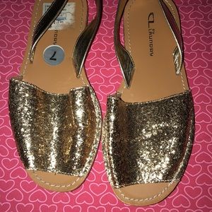Gold glitter sandals